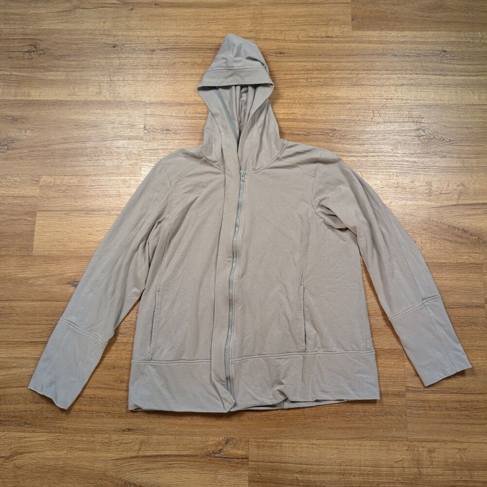 Eileen Fisher Organic Cotton Zip Up Hoodie Sweatshirt Women M Gray Lightweight